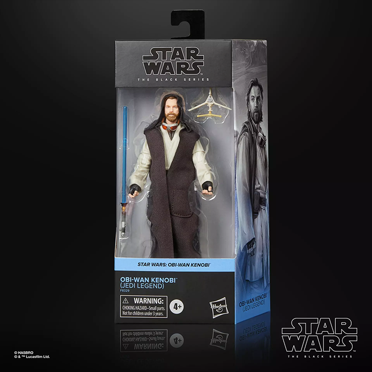Hasbro Star Wars Black Series Obi-Wan Kenobi Jedi Legend action figure in window box with accessories and artwork on side panel