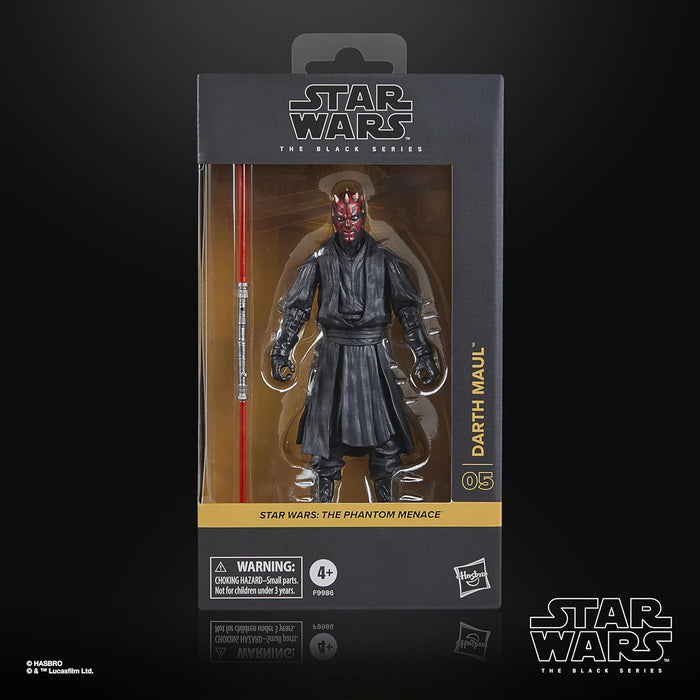 Star Wars Black Series Darth Maul action figure with double-bladed lightsaber in Hasbro packaging