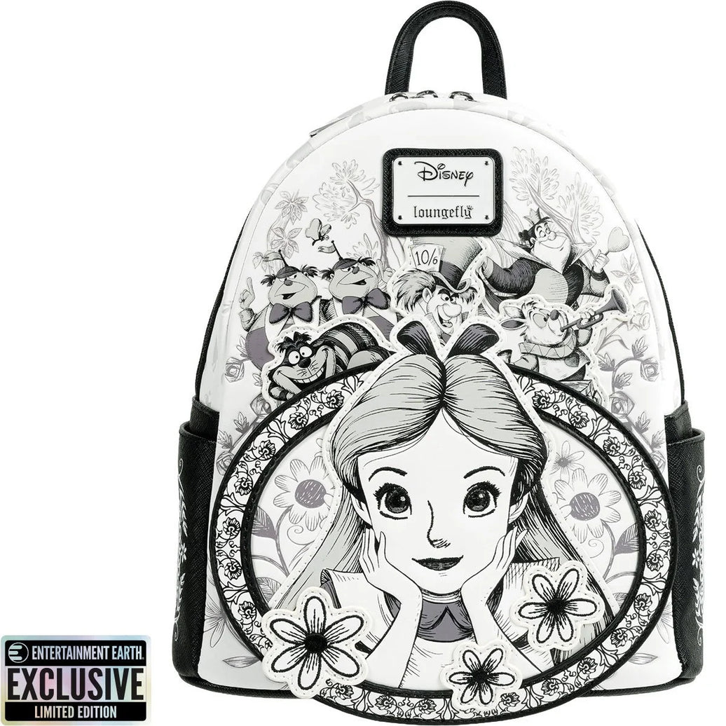 Loungefly Alice in Wonderland Sketch Mini-Backpack - Entertainment Earth Exclusive|Authentic with Tags featuring classic Disney characters design