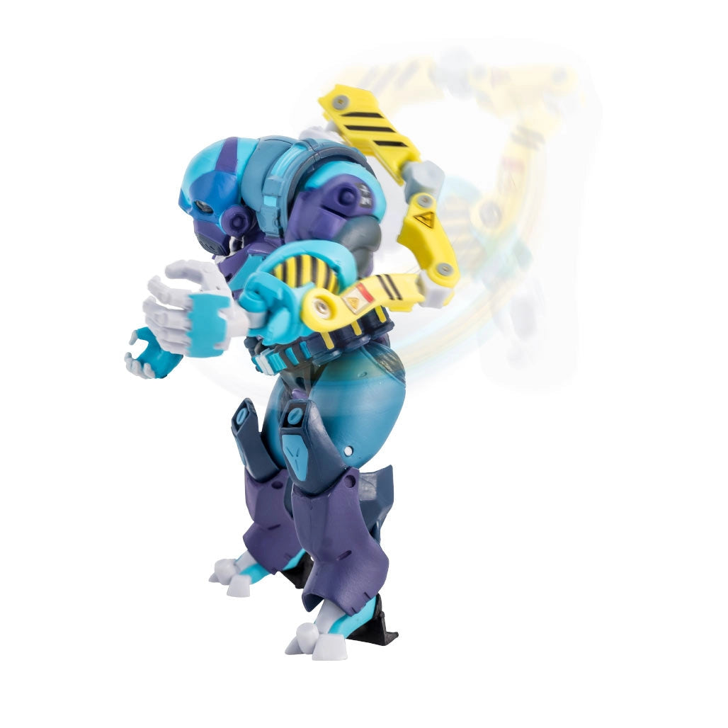 Sabotage 1:12 Scale 6" ReVAMP's Rogue Cyber-Soldier Action Figure by Alter Nation in dynamic action pose with yellow arm blades