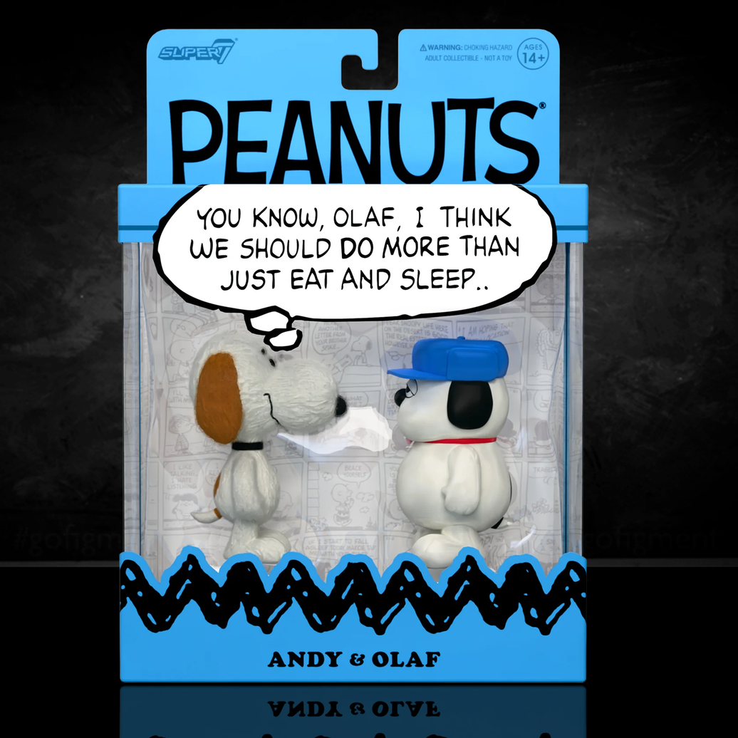 Olaf and Andy Peanuts ReAction Figures 2-Pack Super7 Collectible Figure Set new in box with detailed sculpt and packaging