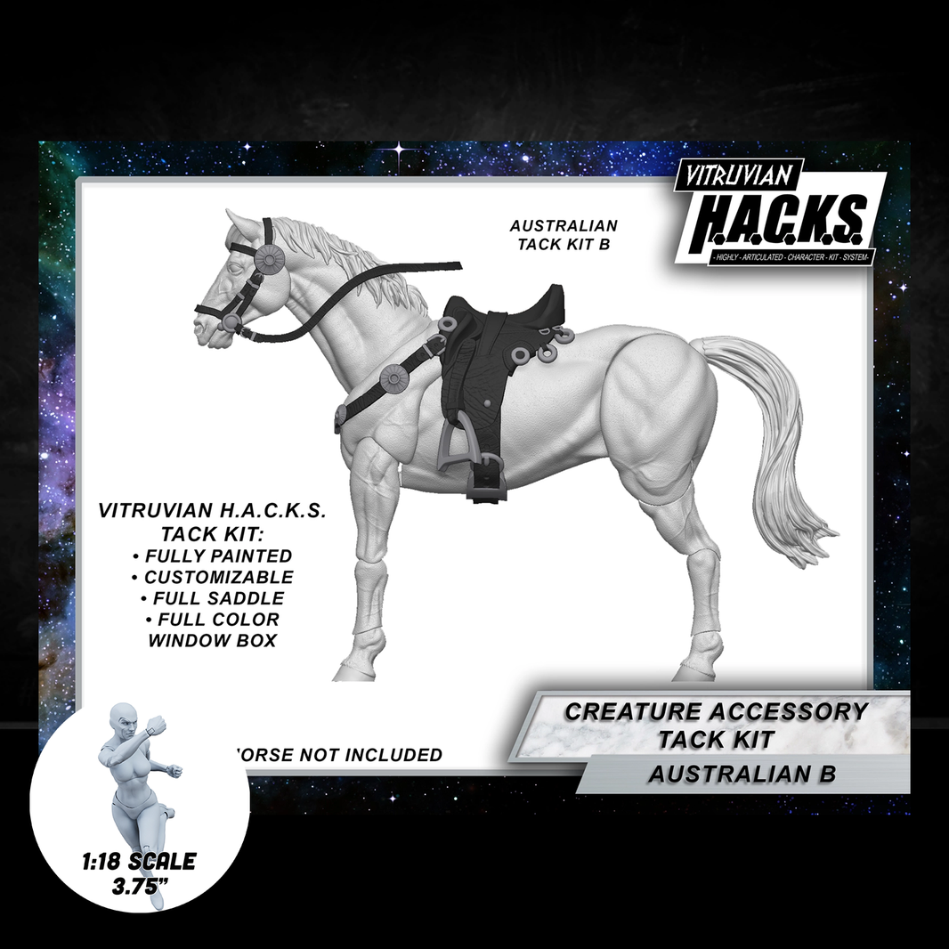 Mighty Steeds - Australian Tack Kit – BLACK Action Figure Accessories by Boss Fight Studio Llc new in box 1:18 scale