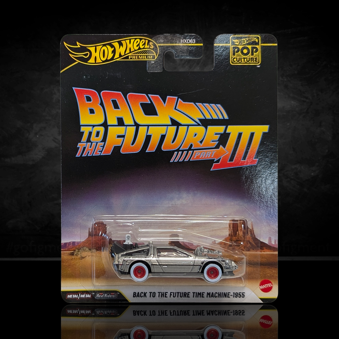 Time Machine w/ White Walls 1955 Back to the Future Part III Hot Wheels Premium Pop Culture Diecast Car by Mattel in sealed packaging