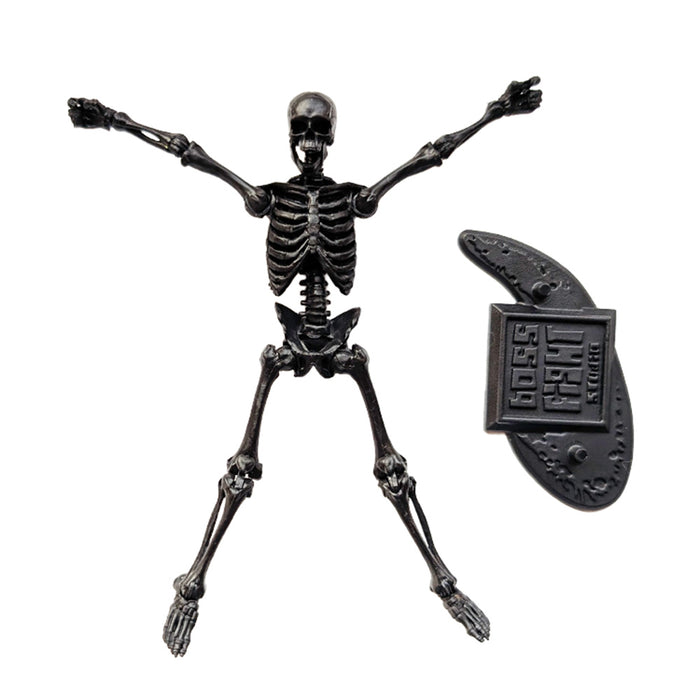 Vitruvian H.A.C.K.S. BLACK 1:18 Scale Action Figure: Skeleton Blank by Boss Fight Studio Llc posed with display stand