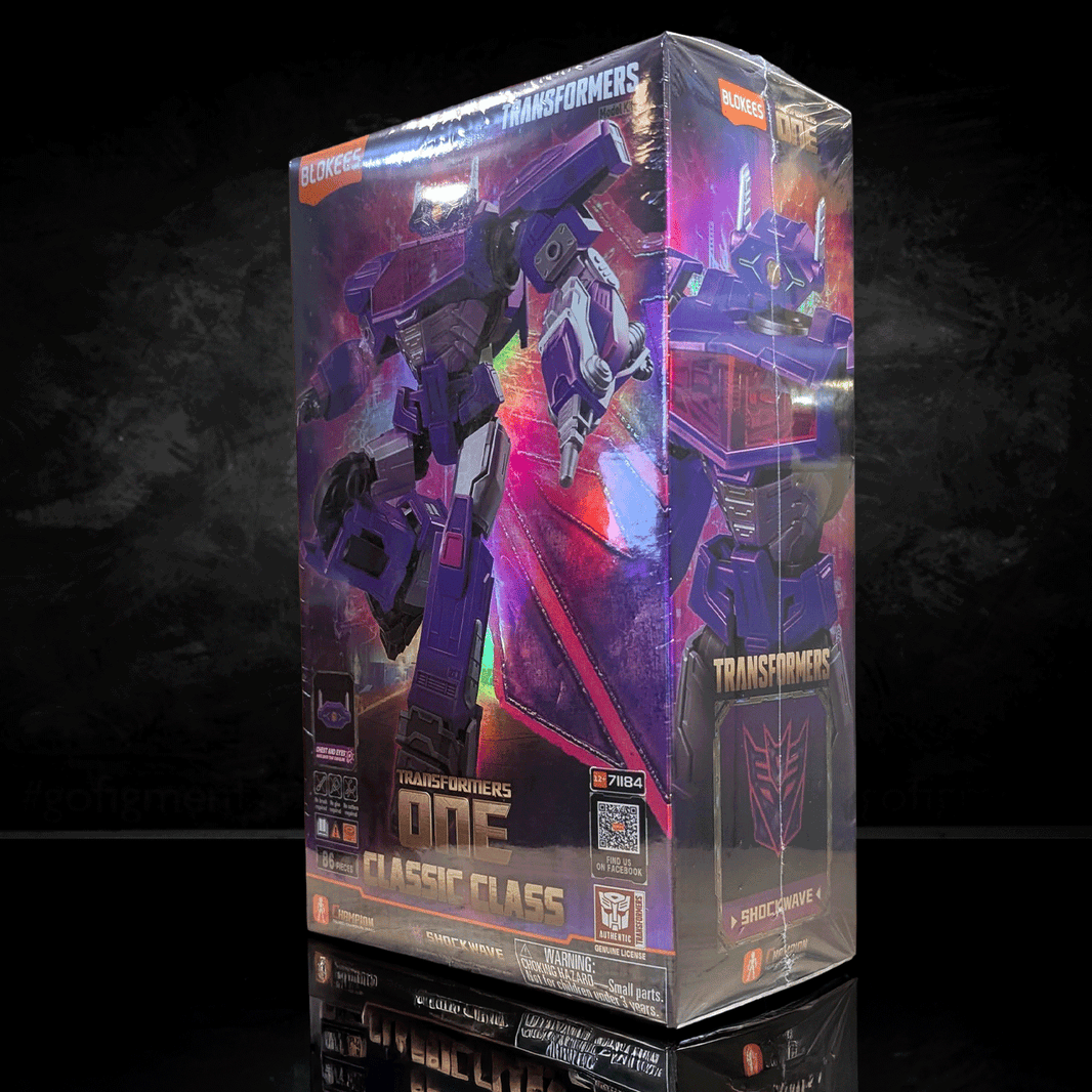 Blokees Transformers Classic Class Shockwave fully articulated model kit with light-up features in original packaging