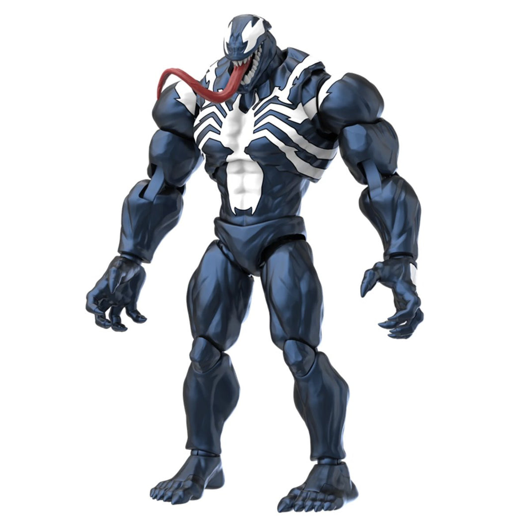 Venom Marvel Rivals Champion Class CC08 Blokees Model Kit showcasing muscular black and white figure with extended tongue and claws