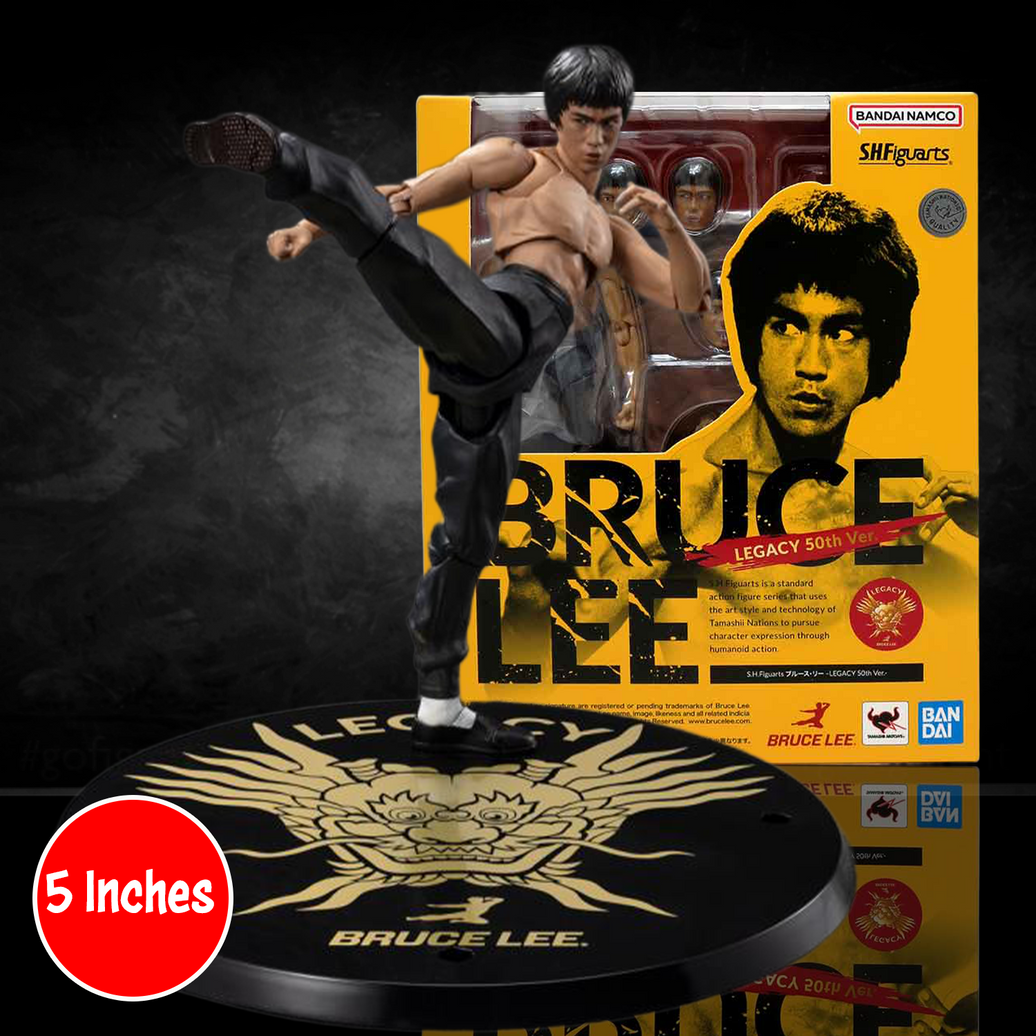 Bruce Lee Legacy 50th Anniversary S.H. Figuarts Action Figure by SH Figuarts, new in box, 3.75 inches tall collectible