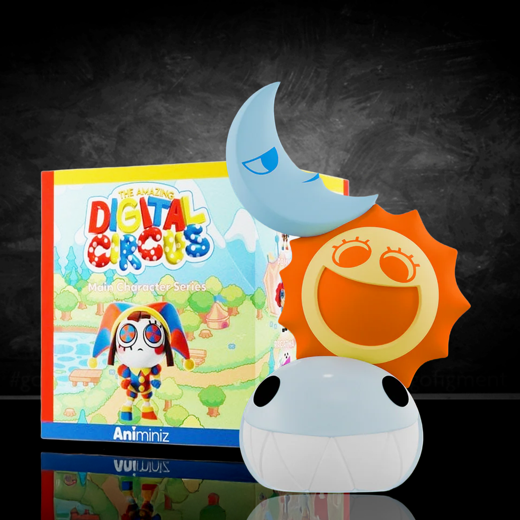 Bubble figure from Glitch’s The Amazing Digital Circus Animiniz Main Characters Series with sun, moon, and cloud shapes