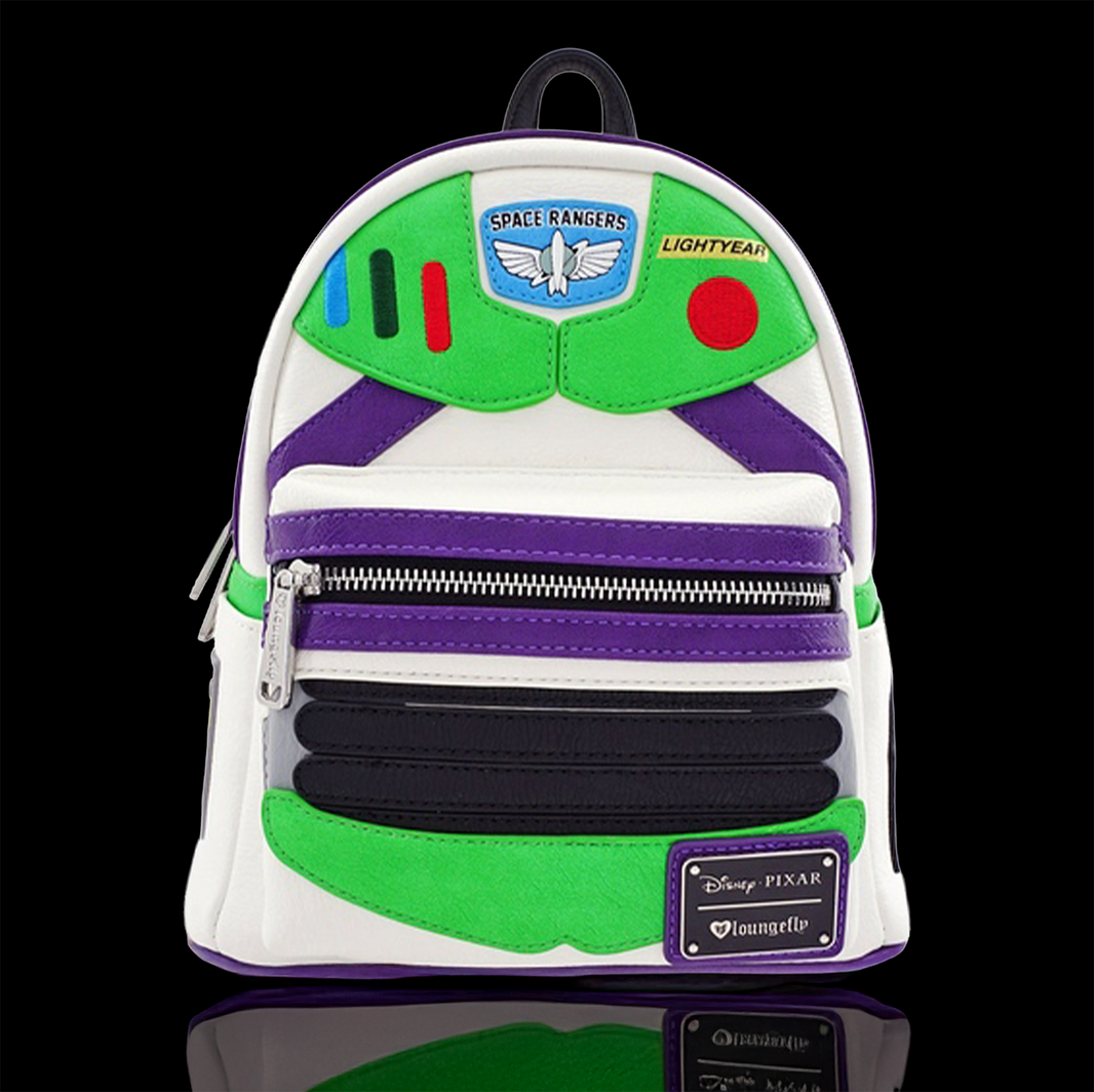 Buzz Lightyear Toy Story Loungefly Character Mini Backpack New with Tags featuring Space Ranger details and purple accents by Loungefly