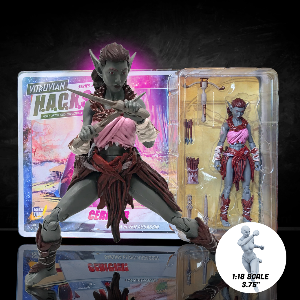 Cerisier Sakura Elven Assassin -Vitruvian H.A.C.K.S. 1:18 Scale Action Figure by Boss Fight Studio Llc with weapons and detailed accessories.