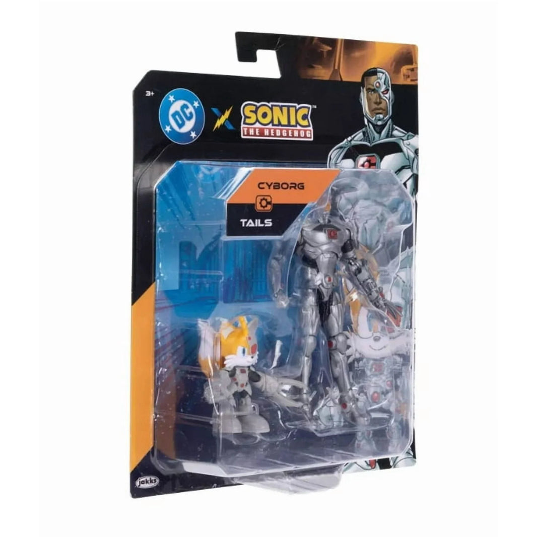 DC x Sonic the Hedgehog Multipack - Cyborg & Tails as Cyborg Action Figures by Go Figment new in box 5-inch scale