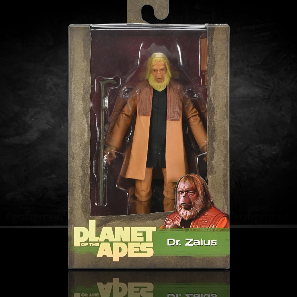 Dr. Zaius Planet of the Apes Legacy Series 7-Inch Scale Action Figure by Neca in packaging with accessories.