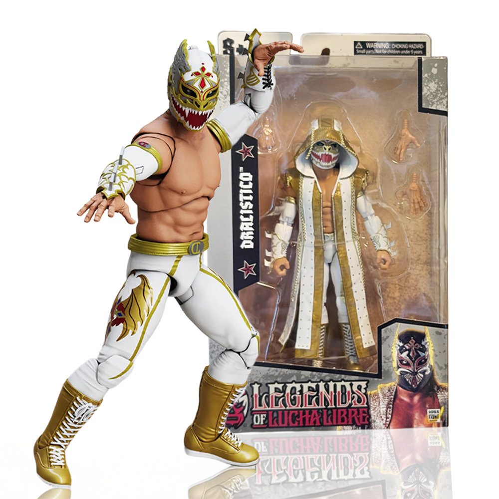 Dralístico Legends of Lucha Libre Premium 1:12 Scale 6" Action Figure by Boss Fight Studio Llc with alternate hands and outfit accessories.