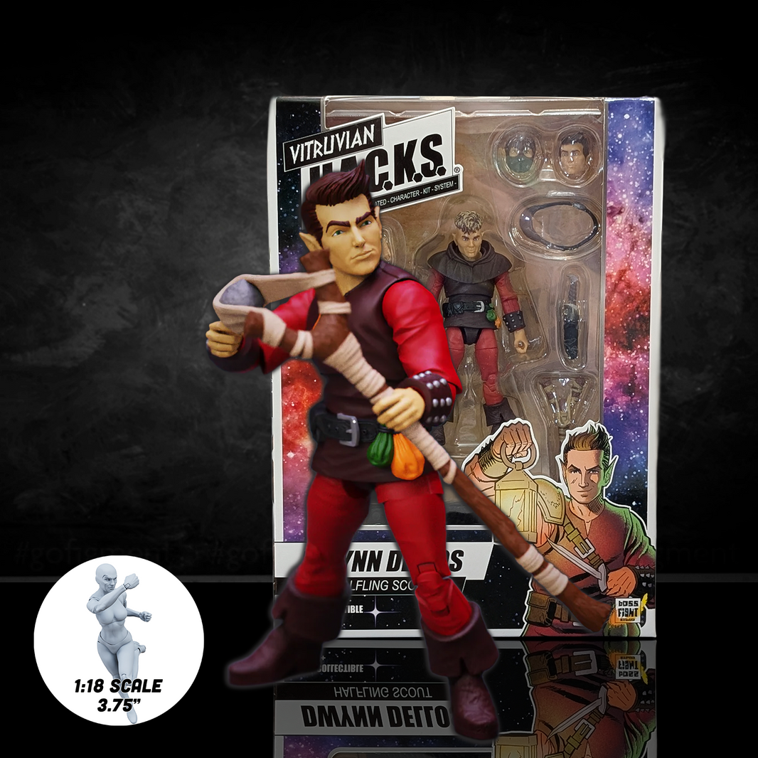 Dwynn Dellos (Halfling Scout) -Vitruvian H.A.C.K.S. 1:18 Scale Action Figure new in box by Boss Fight Studio Llc with accessories