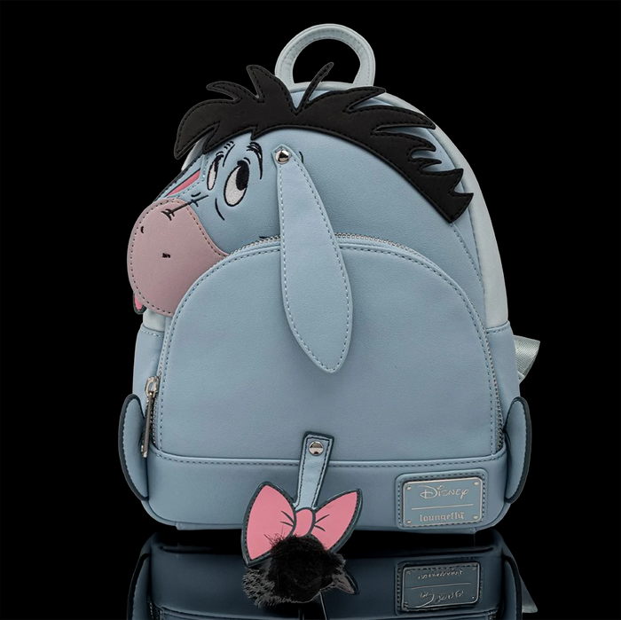 Eeyore Winnie the Pooh Loungefly Cosplay Mini-Backpack New featuring blue faux leather and 3D character details by Loungefly