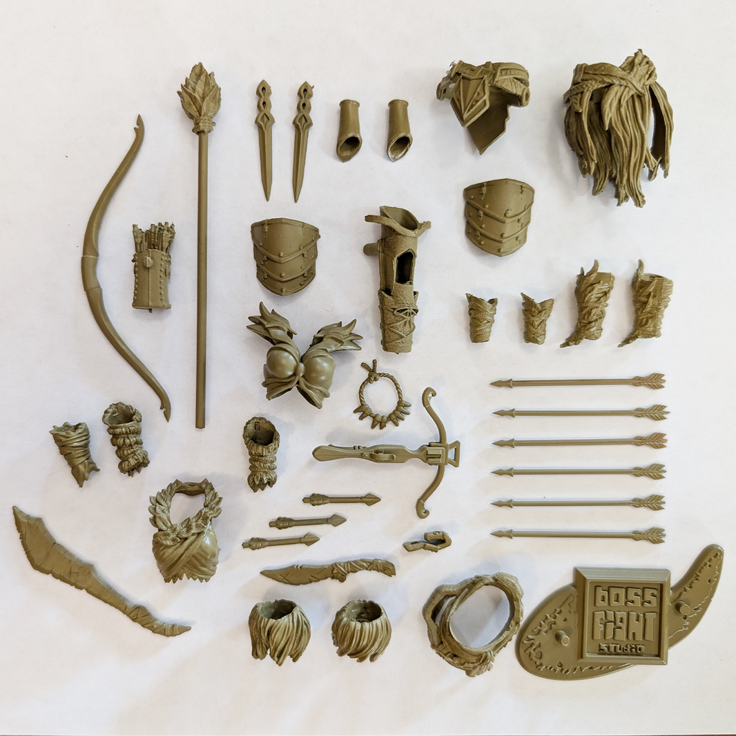 1:18 Scale Elven Wilderness Brown Accessory Pack (Double Figure Ranger & Archer Kit for 3.75" - 4" Figures) by Boss Fight Studio Llc new in box