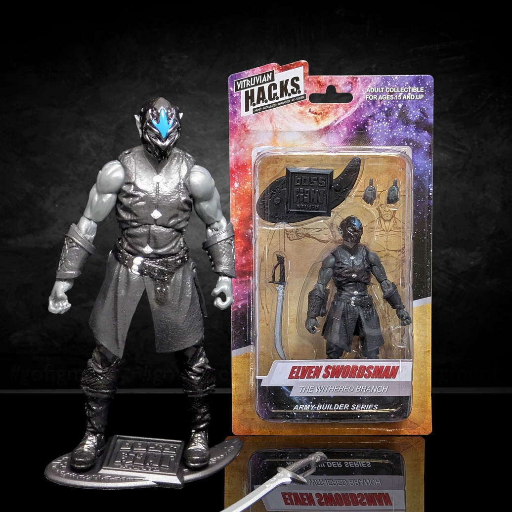 Elven Swordsman (BASICS) -Vitruvian H.A.C.K.S. 1:18 Scale Action Figure by Boss Fight Studio Llc new in box with accessories