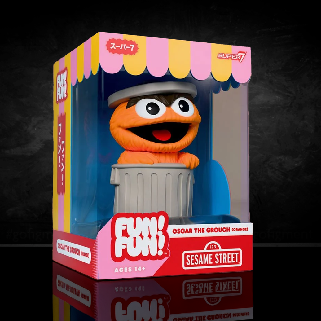 Sesame Street Oscar the Grouch (Orange) FUN! FUN! Vinyl Figure new in box by Super7 collectible toy
