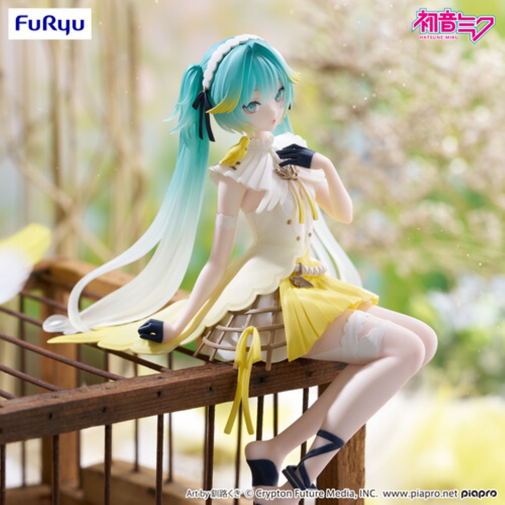 Hatsune Miku Canary Bird Noodle Stopper Figure FuRyu Anime Statue new in box by Banpresto with blue twin tails and yellow accents