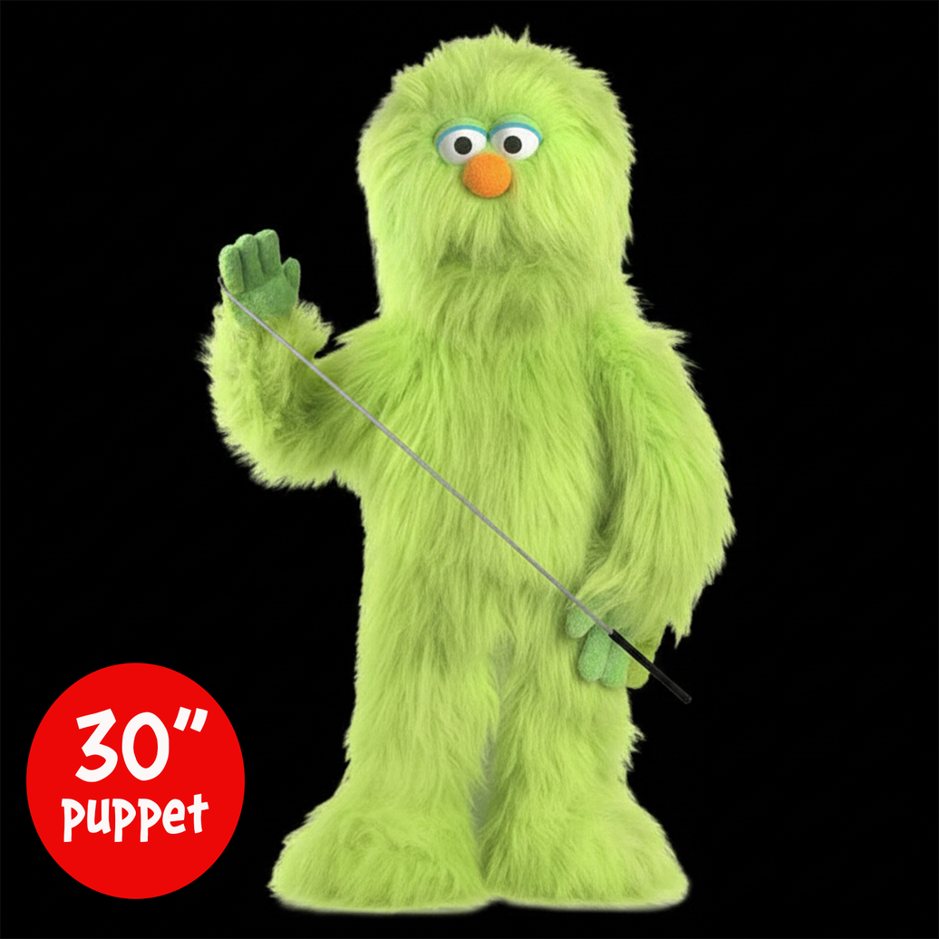 Silly Puppets Zonk Green Monster Puppet - 30" Furry Puppet with Movable Mouth, Arm Rod by Silly Puppets new condition