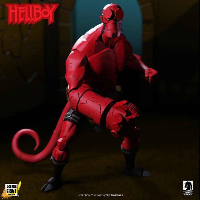 Hellboy 1:12 Scale Action Figure Wave 1 (Box Full of Evil) by Boss Fight Studio in dynamic crouch pose by Go Figment