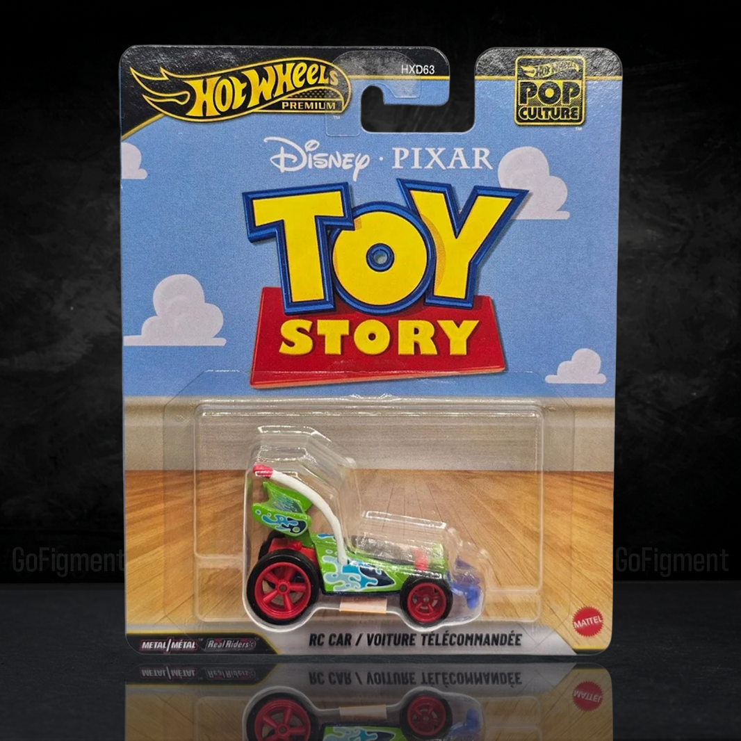 Toy Story RC Car 1:64 Scale Hot Wheels Premium Pop Culture Diecast Car by Mattel in colorful Toy Story packaging