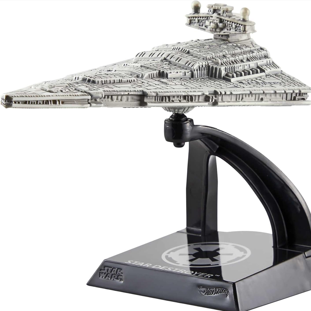Star Destroyer Star Wars Hot Wheels Starships Select 1:50 Scale Die-Cast Vehicle - 2026 by Mattel displayed on black stand