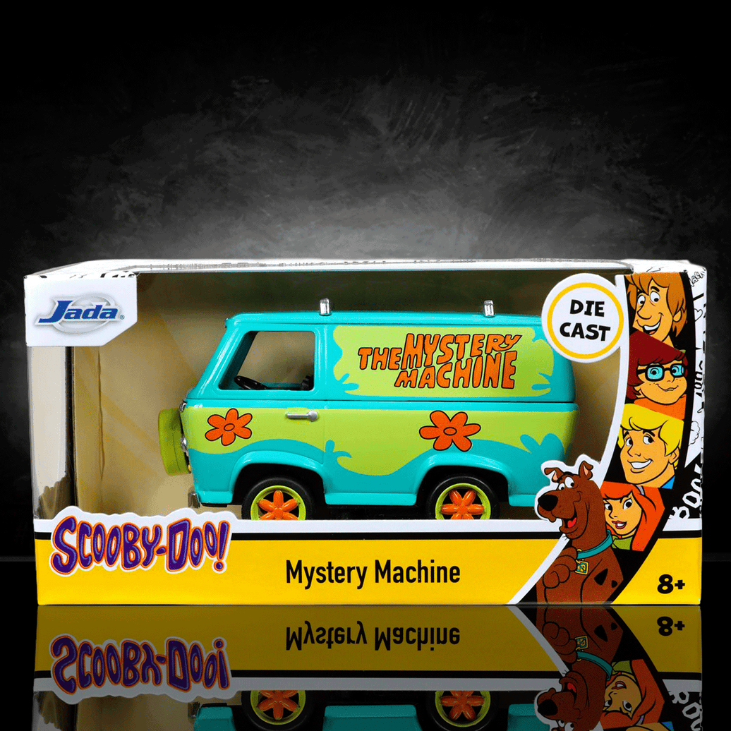 1:32 scale die-cast Scooby-Doo Mystery Machine van by Go Figment in colorful packaging for ages 8 and up