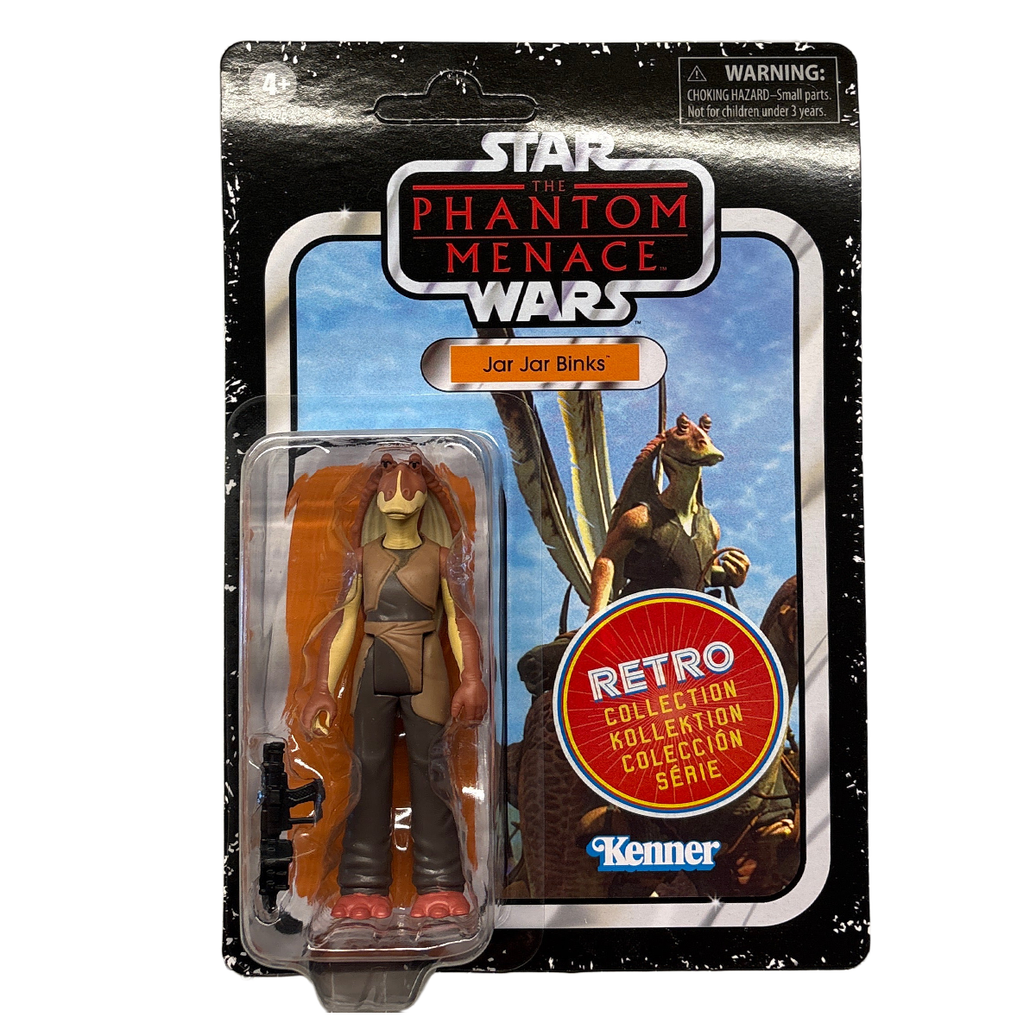 Jar Jar Binks Star Wars Retro Collection Action Figure 1:18 Scale TPM by Kenner in carded packaging