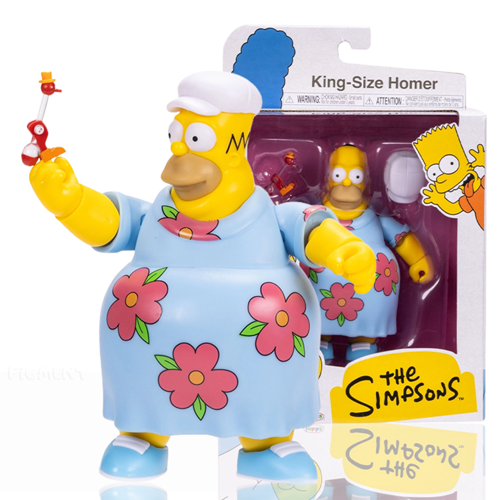 King-Size Homer Deluxe Action Figure The Simpsons 5" Drinking Bird Jakks Pacific collectible toy in floral dress