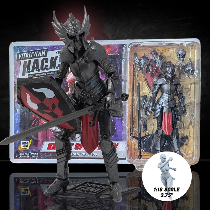 Female Knight of Asperity Agent of Chaos -Vitruvian H.A.C.K.S. 1:18 Scale Action Figure by Boss Fight Studio Llc with sword and shield