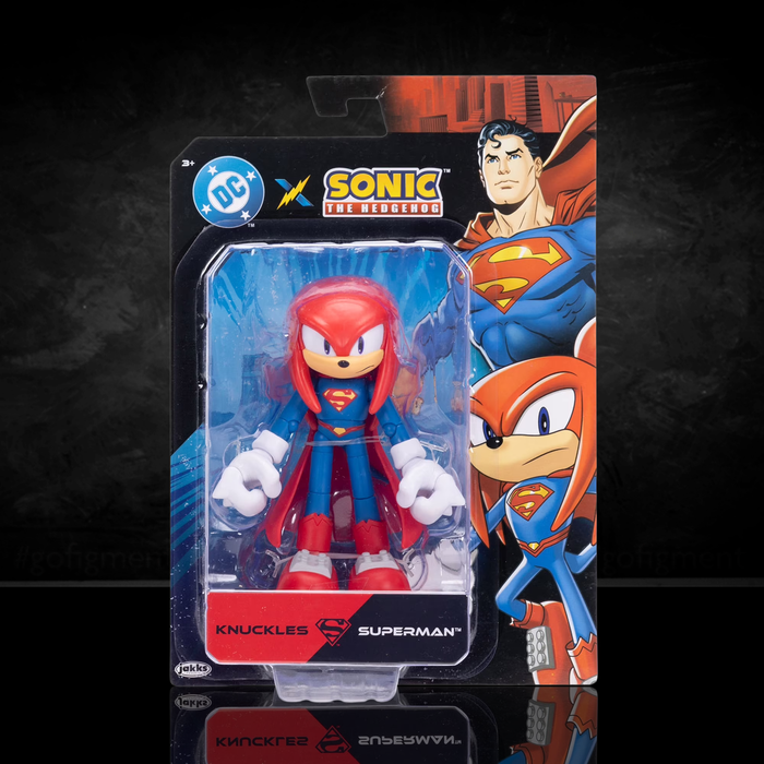 DC x Sonic the Hedgehog 5" Knuckles as Superman Action Figure by Go Figment new in box 5-inch collectible toy