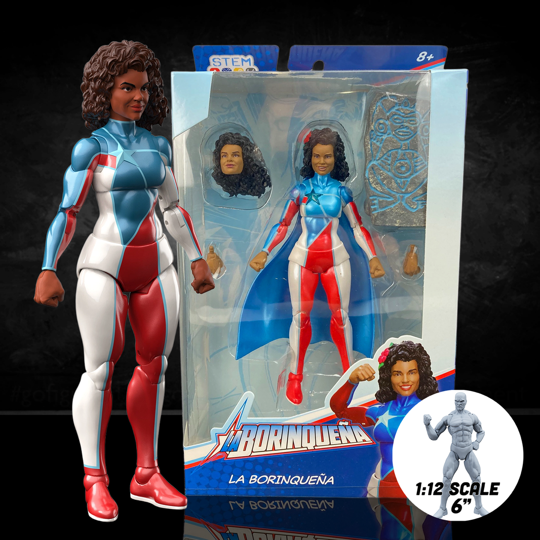 La Borinqueña Action Figure: La Borinqueña - Puerto Rico's First 1:12 Scale Super Hero by Boss Fight Studio Llc new in box with accessories