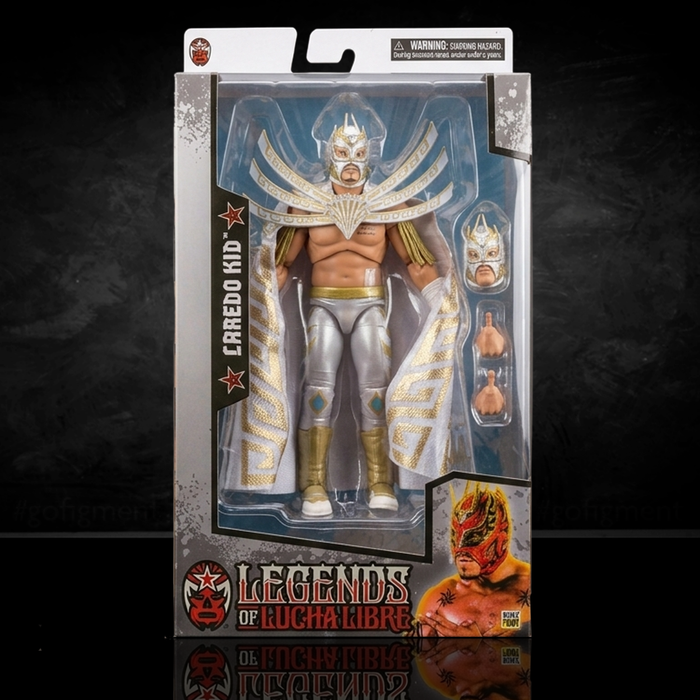 Laredo Kid Legends of Lucha Libre Premium 1:12 Scale 6" Action Figure by Boss Fight Studio Llc with silver and gold attire new in box