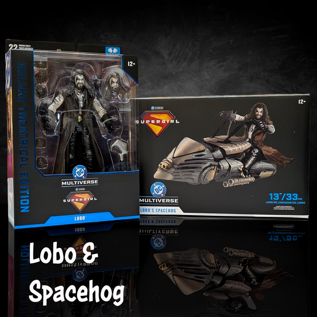 Lobo and Spacehog Vehicle DC Multiverse Supergirl Movie Action Figure Set McFarlane Toys new in box deluxe edition
