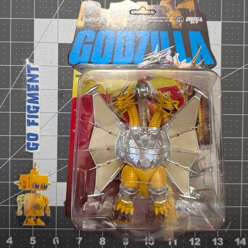Mecha King Ghidorah 3 3/4-Inch ReAction Figure Super7 Godzilla Toho Collectible Figure new in box with metallic wing details
