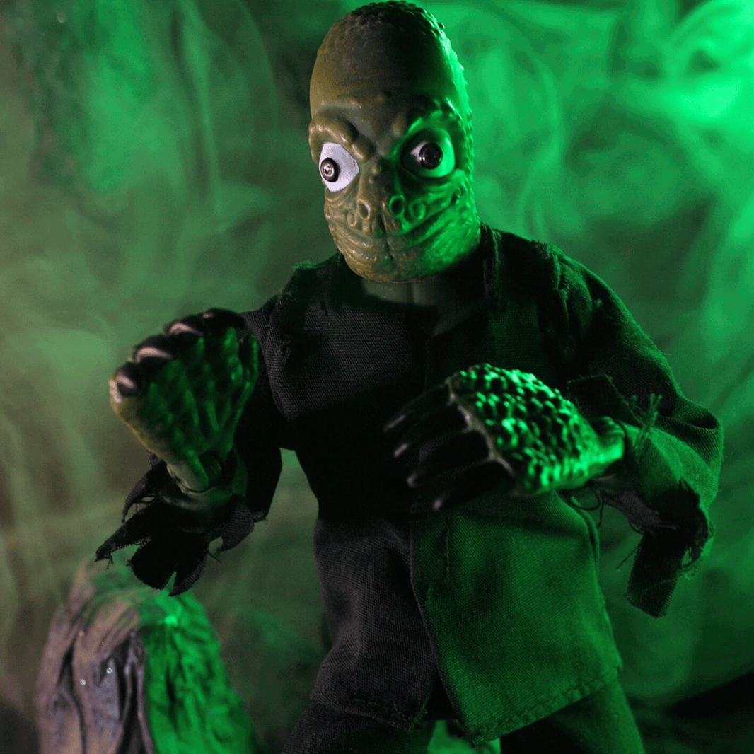 The Mole People Retro Style Articulated Mego Action Figure 8 inch with green lighting and detailed textured skin