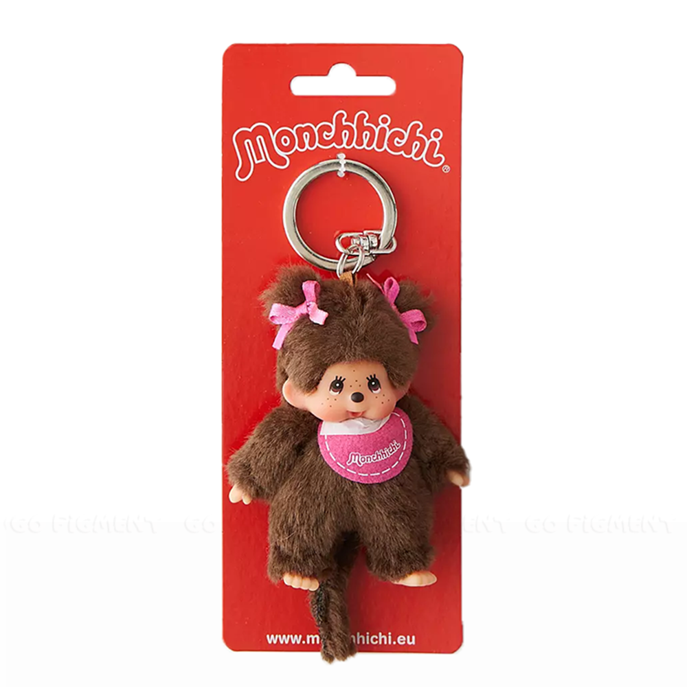 4" Monchhichi Keychain - Classic Girl with Pig Tails Mascot - Authentic Plush Mascot, NWT by Sekiguchi