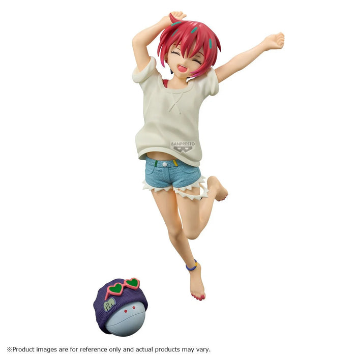 Mobile Suit Gundam GQuuuuuuX Amate Yuzuriha and Haro Ending Version Statue by Banpresto, joyful pose collectible figure.