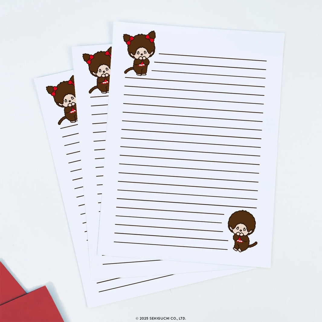Monchhichi 7.5" Pipsticks Classic Letter Kit Stationery Set with lined sheets and Monchhichi character art