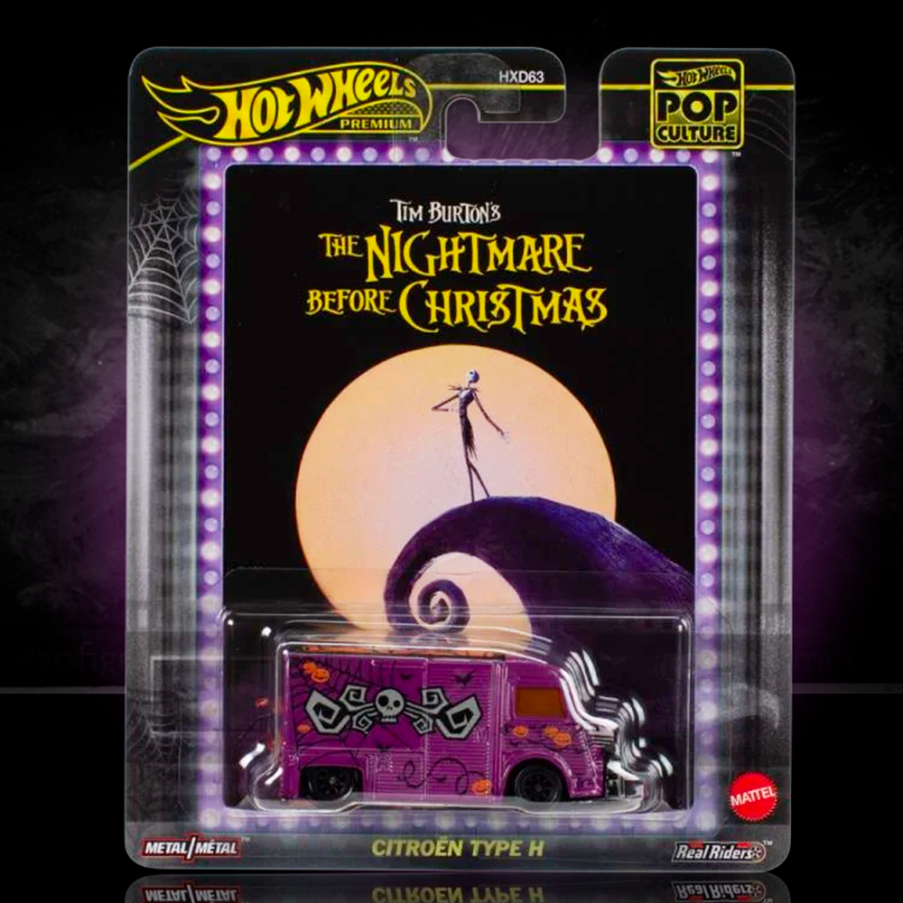 Hot Wheels Premium Pop Culture Mattel Citroen Type H die-cast model from The Nightmare Before Christmas in packaging