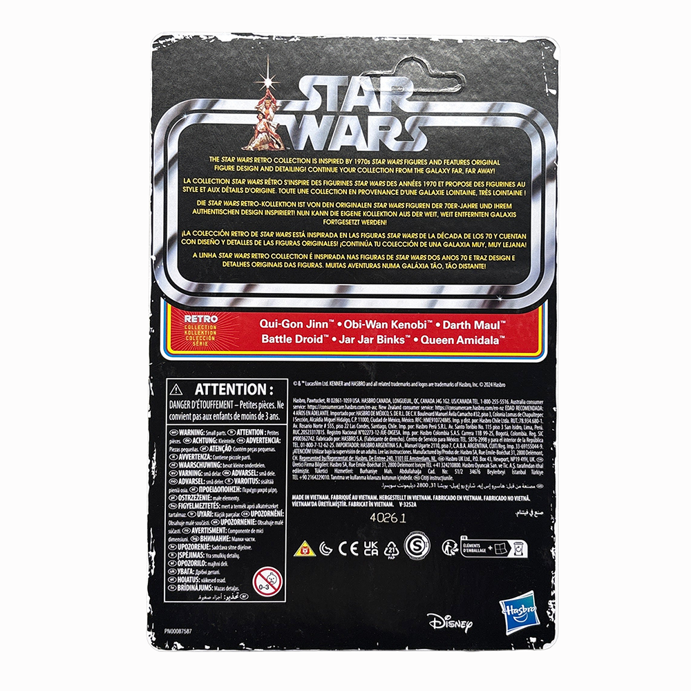 Obi-Wan Kenobi Star Wars Retro Collection Action Figure in case by Kenner, back packaging