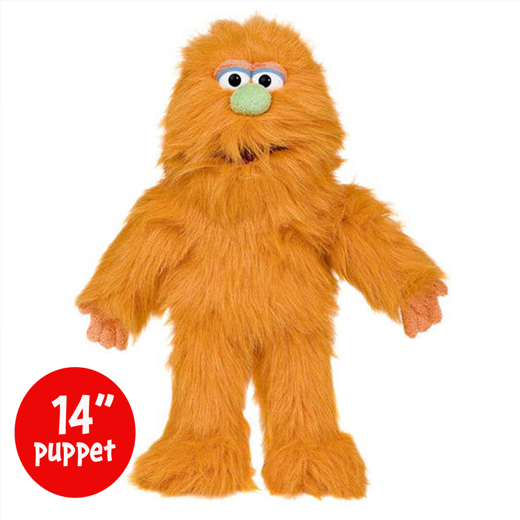 Silly Puppets Frazzle Orange Monster Puppet - 14" furry puppet with movable mouth and hand by Silly Puppets new condition