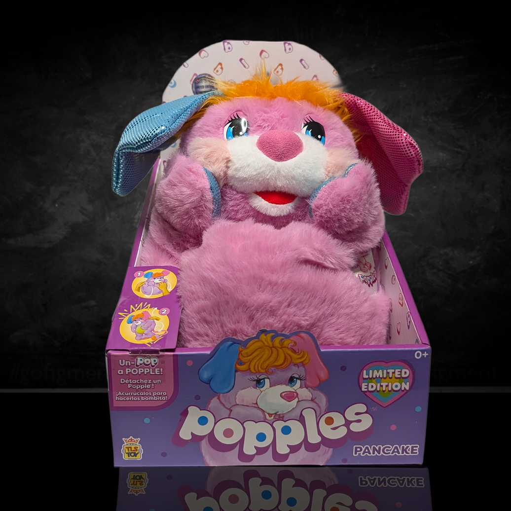 Popples Pancake Limited Edition Plush - 11-Inch Collectible by Go Figment with pink fur and blue and pink ears, 2025 new release