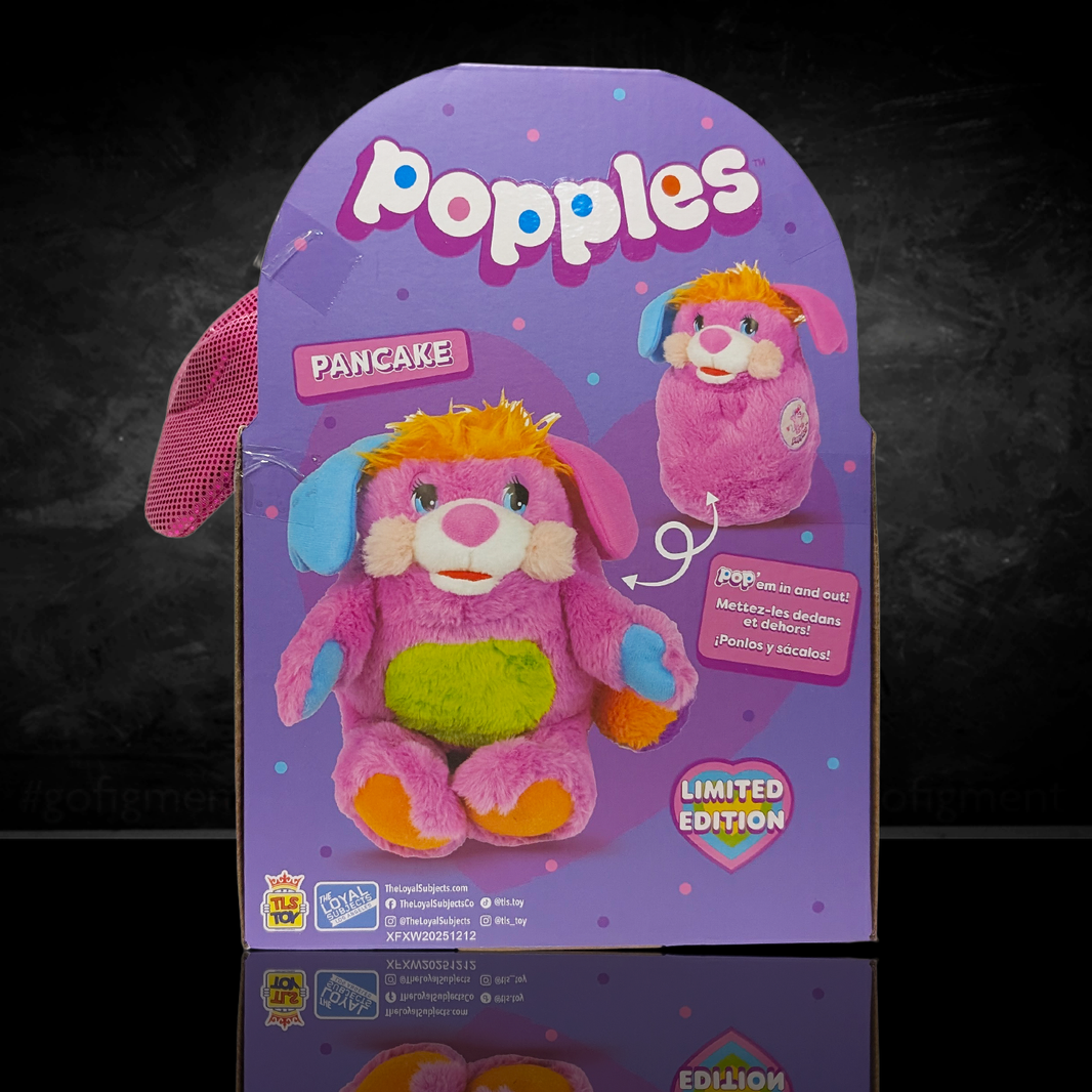 Popples Pancake Limited Edition Plush - 11-Inch Collectible by Go Figment with pink, blue, and green fur, new 2025 release