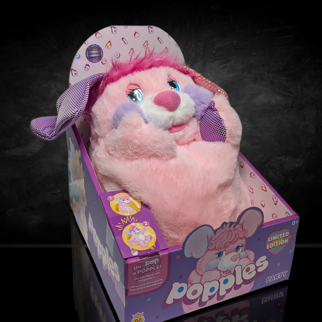 Popples Party Limited Edition Plush - 11-Inch Collectible new in box by Go Figment with pink and purple fur details