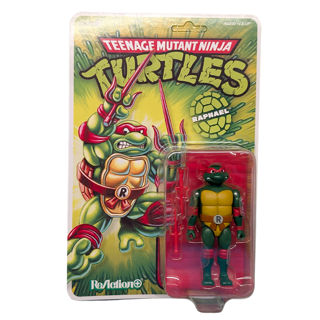 Raphael Teenage Mutant Ninja Turtles ReAction+ Action Figure by Super7 with Pair of Sais 3.75-Inch in package