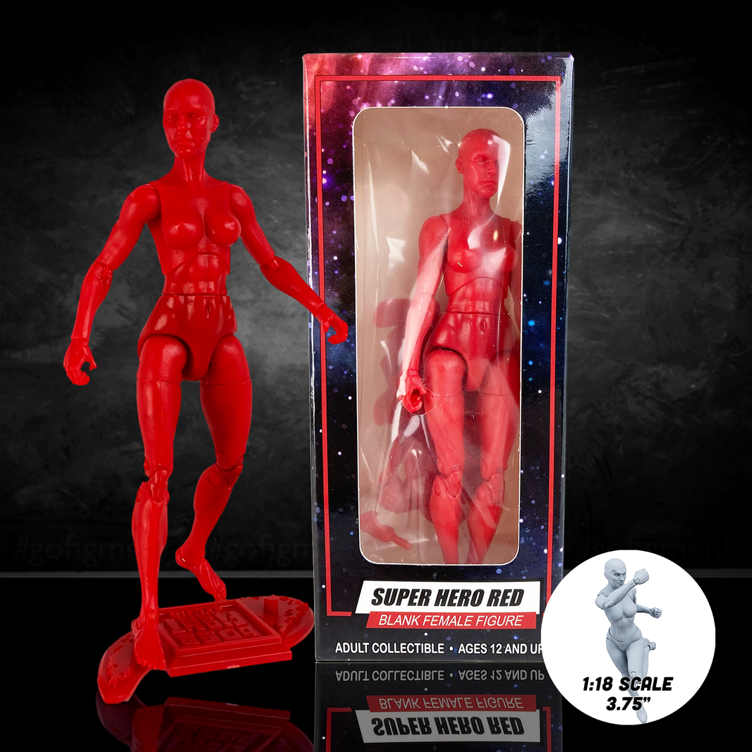 Vitruvian H.A.C.K.S. Superhero Red Blanks Female Action Figure – 1/18 Scale Collectible new in box by Boss Fight Studio Llc