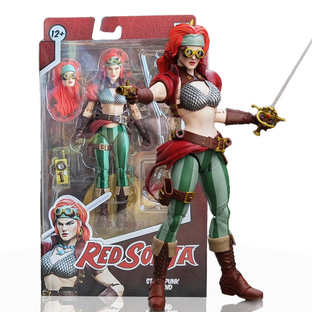 Red Sonja Steampunk Legend Epic H.A.C.K.S. 1:12 Scale Action Figure - Boss Fight Studio Llc with sword and alternate head