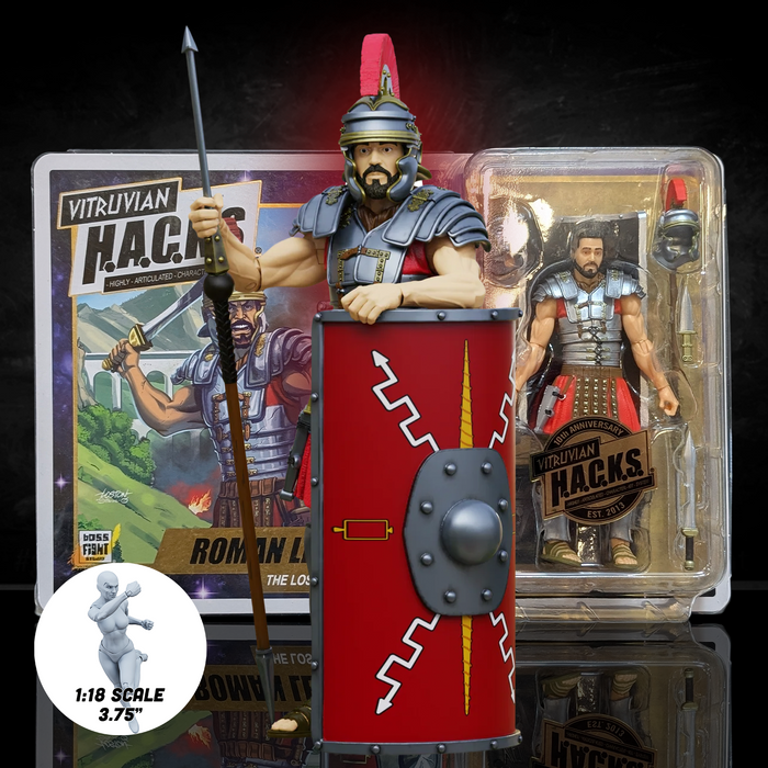Roman Legionary (10th Anniversary Edition) -Vitruvian H.A.C.K.S. 1:18 Scale Action Figure by Boss Fight Studio Llc new in box with spear and shield